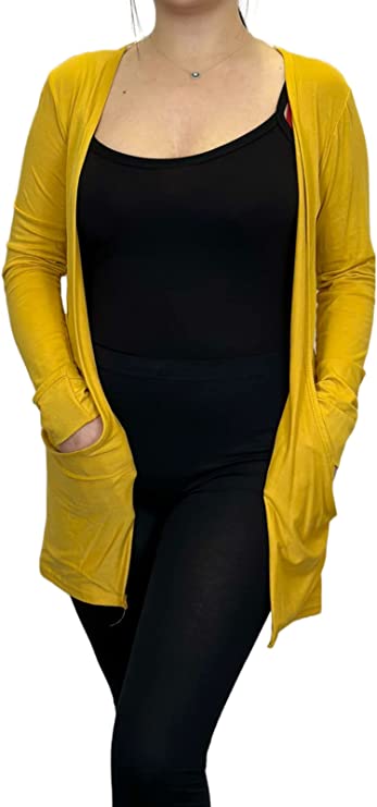 Ladies Long Sleeve Pocket Cardigan Womens Top Sizes 8-14