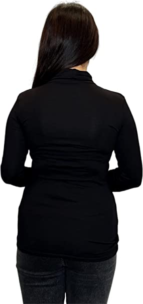Ladies Polo Roll Neck Long Sleeve Turtle Neck Plain Jumpers for Women Top Womens Ladies New Plain Turtle Polo Roll Neck Long Sleeve Stretch Jumper T-Shirt Tee Top 8-14
