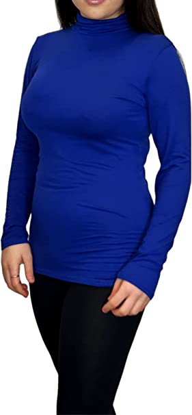 Ladies Polo Roll Neck Long Sleeve Turtle Neck Plain Jumpers for Women Top Womens Ladies New Plain Turtle Polo Roll Neck Long Sleeve Stretch Jumper T-Shirt Tee Top 8-14