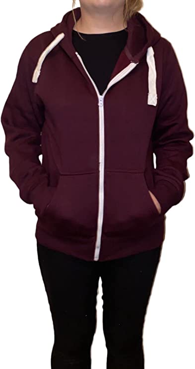 Ladies Plain Colour Hoodie Womens Fleece Hooded Top Zip Zipper Hoodie Sweatshirt Available in 22 Colours Plus Sizes Small-XL