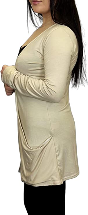 Ladies Long Sleeve Pocket Cardigan Womens Top Sizes 8-14