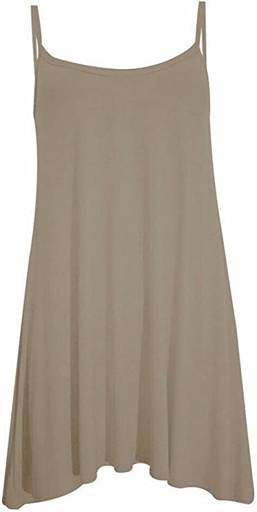 Plus Size Womens Printed Strappy Sleeveless Ladies Mini Dress Vest Top
