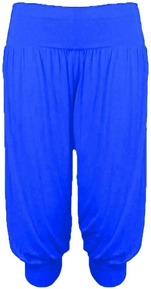 Ladies Plus Size Ali Baba Baggy Stretch Fit Shorts Womens Plain Cropped Harem Trouser Pants 8-26