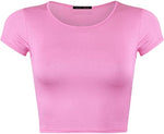 Load image into Gallery viewer, Women Cap Short Sleeve Crop Top Round Neck Plain/Printed T-Shirt Stretchy Summer Cropped Vest Tops Size 8-14
