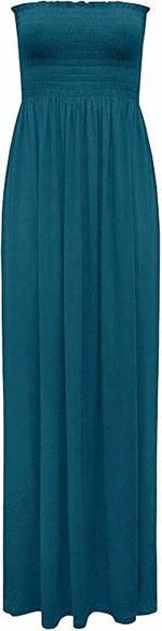 Load image into Gallery viewer, Plus Size Womens Printed Bandeau Strapless Shirred Ladies Long Maxi Dress
