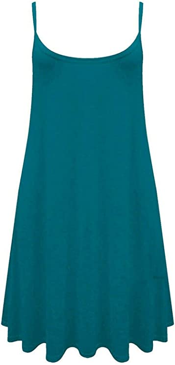 Plus Size Womens Printed Strappy Sleeveless Ladies Mini Dress Vest Top