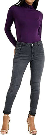 Load image into Gallery viewer, Ladies Polo Roll Neck Long Sleeve Turtle Neck Plain Jumpers for Women Top Womens Ladies New Plain Turtle Polo Roll Neck Long Sleeve Stretch Jumper T-Shirt Tee Top 8-14
