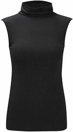 Load image into Gallery viewer, Women Turtle Neck Sleeveless Tops Bodycon Casual Shirt Jumper Top Plain Polo Neck, XL-XXXL

