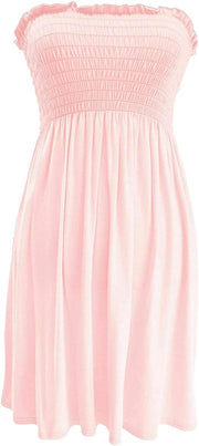 New Womens Ladies Sheering Top Strapless Bandeau Dress Top Jersey Ladies Plus Size Boobtube Top Dress UK 16-22