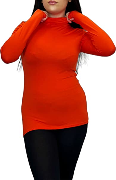 Ladies Polo Roll Neck Long Sleeve Turtle Neck Plain Jumpers for Women Top Womens Ladies New Plain Turtle Polo Roll Neck Long Sleeve Stretch Jumper T-Shirt Tee Top 8-14