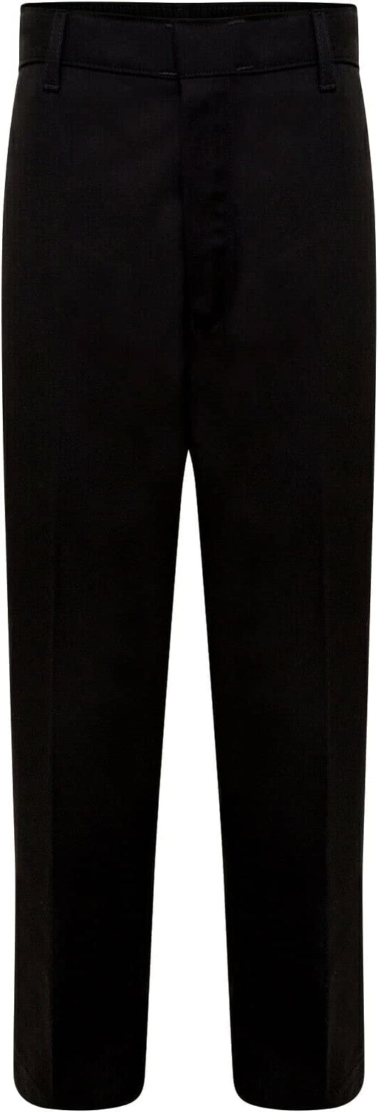 Boys School Uniform Half Elastic Waist Zip & Clip Trouser Boys Zip & Clip School Uniform Pants Boys Pull Up School Trousers 4-15 Years