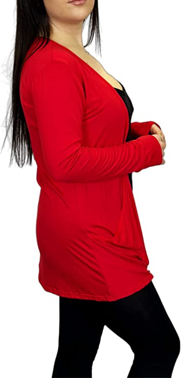 Ladies Long Sleeve Pocket Cardigan Womens Top Sizes 8-14