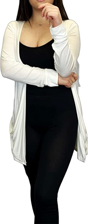 Ladies Long Sleeve Pocket Cardigan Womens Top Sizes 8-14