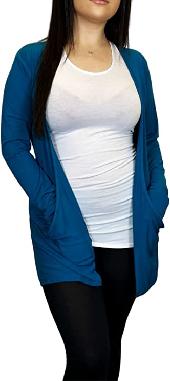 Ladies Long Sleeve Pocket Cardigan Womens Top Sizes 8-14