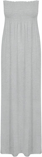 Load image into Gallery viewer, Plus Size Womens Printed Bandeau Strapless Shirred Ladies Long Maxi Dress
