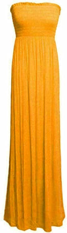Plus Size Womens Printed Bandeau Strapless Shirred Ladies Long Maxi Dress