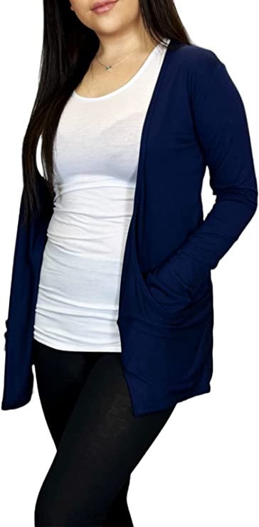 Ladies Long Sleeve Pocket Cardigan Womens Top Sizes 8-14