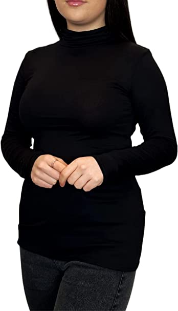 Ladies Polo Roll Neck Long Sleeve Turtle Neck Plain Jumpers for Women Top Womens Ladies New Plain Turtle Polo Roll Neck Long Sleeve Stretch Jumper T-Shirt Tee Top 8-14