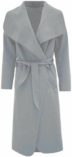 Load image into Gallery viewer, Womens Ladies Italian Waterfall Drape Belted Coat Long Sleeve Collared Pockets Celeb Oversized Duster Cardigan Trech Coats Plus Size UK 8-22
