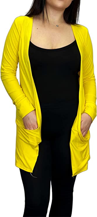 Ladies Long Sleeve Pocket Cardigan Womens Top Sizes 8-14