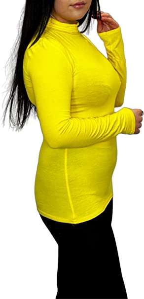 Ladies Polo Roll Neck Long Sleeve Turtle Neck Plain Jumpers for Women Top Womens Ladies New Plain Turtle Polo Roll Neck Long Sleeve Stretch Jumper T-Shirt Tee Top 8-14