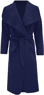 Load image into Gallery viewer, Womens Ladies Italian Waterfall Drape Belted Coat Long Sleeve Collared Pockets Celeb Oversized Duster Cardigan Trech Coats Plus Size UK 8-22
