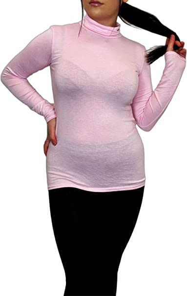 Ladies Polo Roll Neck Long Sleeve Turtle Neck Plain Jumpers for Women Top Womens Ladies New Plain Turtle Polo Roll Neck Long Sleeve Stretch Jumper T-Shirt Tee Top 8-14