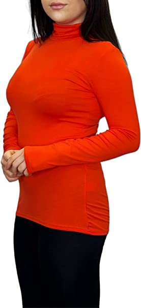 Ladies Polo Roll Neck Long Sleeve Turtle Neck Plain Jumpers for Women Top Womens Ladies New Plain Turtle Polo Roll Neck Long Sleeve Stretch Jumper T-Shirt Tee Top 8-14