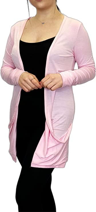 Ladies Long Sleeve Pocket Cardigan Womens Top Sizes 8-14