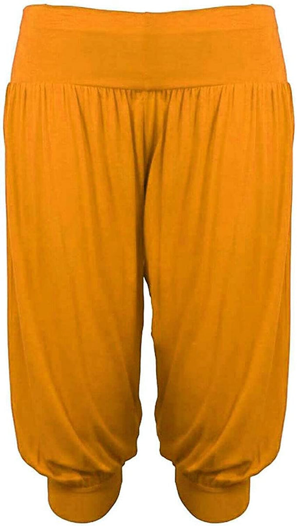 Ladies Plus Size Ali Baba Baggy Stretch Fit Shorts Womens Plain Cropped Harem Trouser Pants 8-26