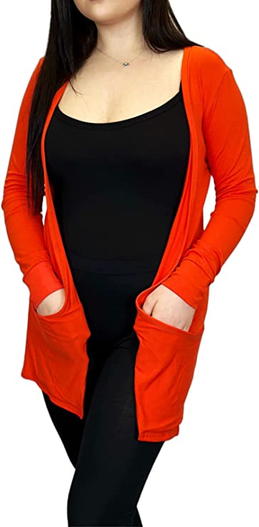 Ladies Long Sleeve Pocket Cardigan Womens Top Sizes 8-14