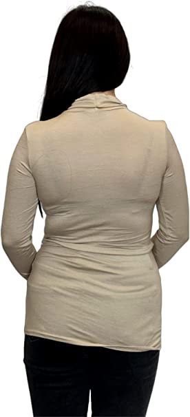 Ladies Polo Roll Neck Long Sleeve Turtle Neck Plain Jumpers for Women Top Womens Ladies New Plain Turtle Polo Roll Neck Long Sleeve Stretch Jumper T-Shirt Tee Top 8-14
