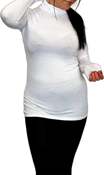 Ladies Polo Roll Neck Long Sleeve Turtle Neck Plain Jumpers for Women Top Womens Ladies New Plain Turtle Polo Roll Neck Long Sleeve Stretch Jumper T-Shirt Tee Top 8-14