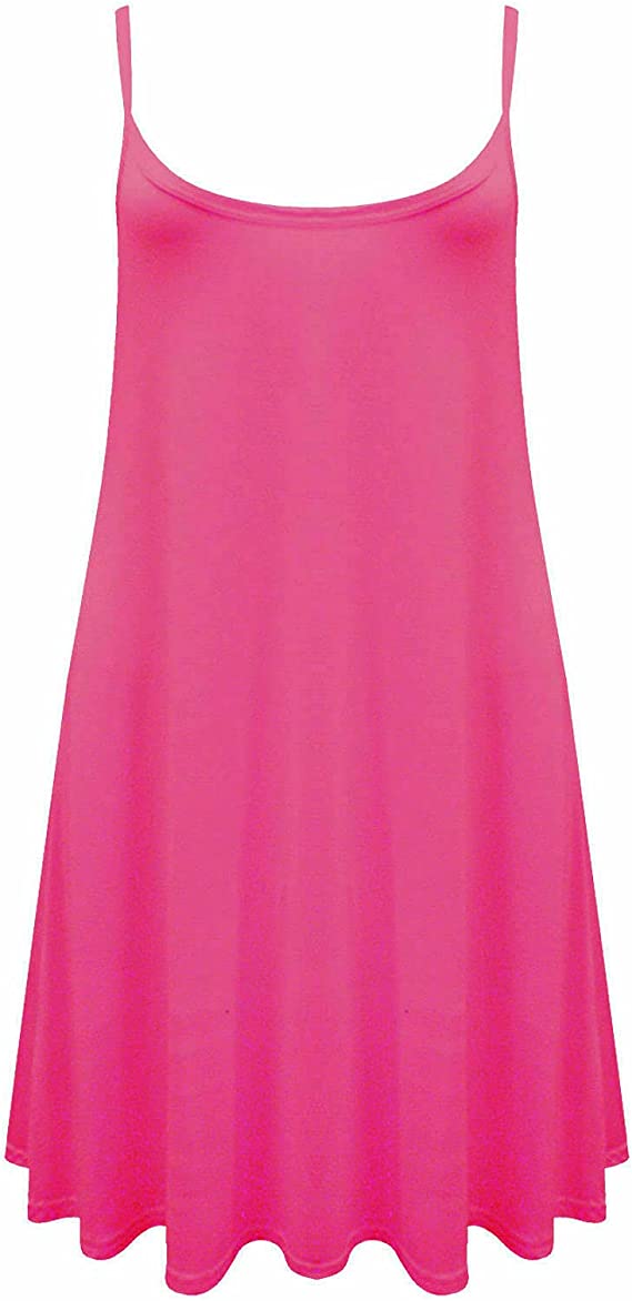 Plus Size Womens Printed Strappy Sleeveless Ladies Mini Dress Vest Top