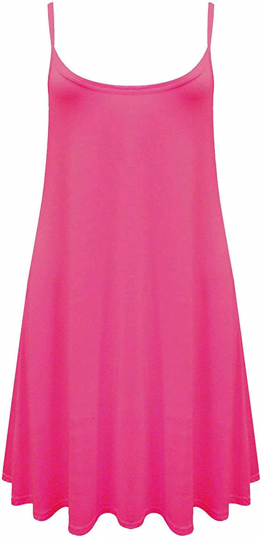 Plus Size Womens Printed Strappy Sleeveless Ladies Mini Dress Vest Top