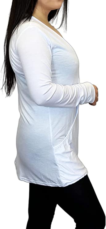 Ladies Long Sleeve Pocket Cardigan Womens Top Sizes 8-14