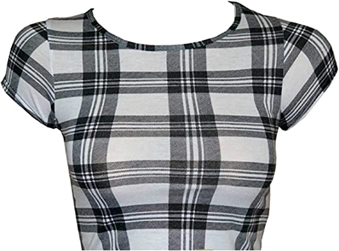 Women Cap Short Sleeve Crop Top Round Neck Plain/Printed T-Shirt Stretchy Summer Cropped Vest Tops Size 8-14