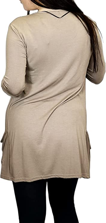 Ladies Long Sleeve Pocket Cardigan Womens Top Sizes 8-14