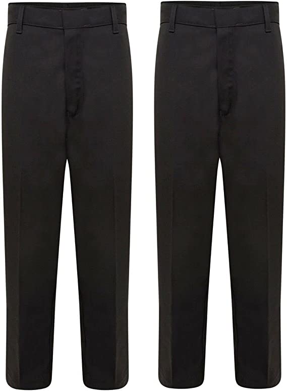 Boys School Uniform Half Elastic Waist Zip & Clip Trouser Boys Zip & Clip School Uniform Pants Boys Pull Up School Trousers 4-15 Years