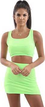 Load image into Gallery viewer, Womens Ladies New Ribbed Sleeveless Crop Top Bodycon Mini Skirt Summer 2 Pcs Co-Ord Suit

