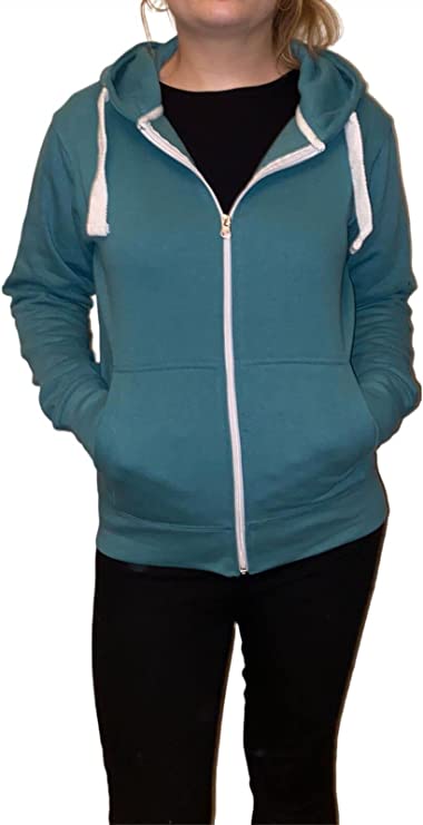 Ladies Plain Colour Hoodie Womens Fleece Hooded Top Zip Zipper Hoodie Sweatshirt Available in 22 Colours Plus Sizes Small-XL