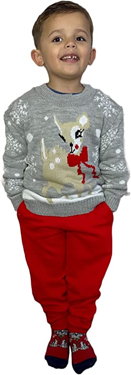 Children's Kids Girls Boys Bambi Christmas Jumper