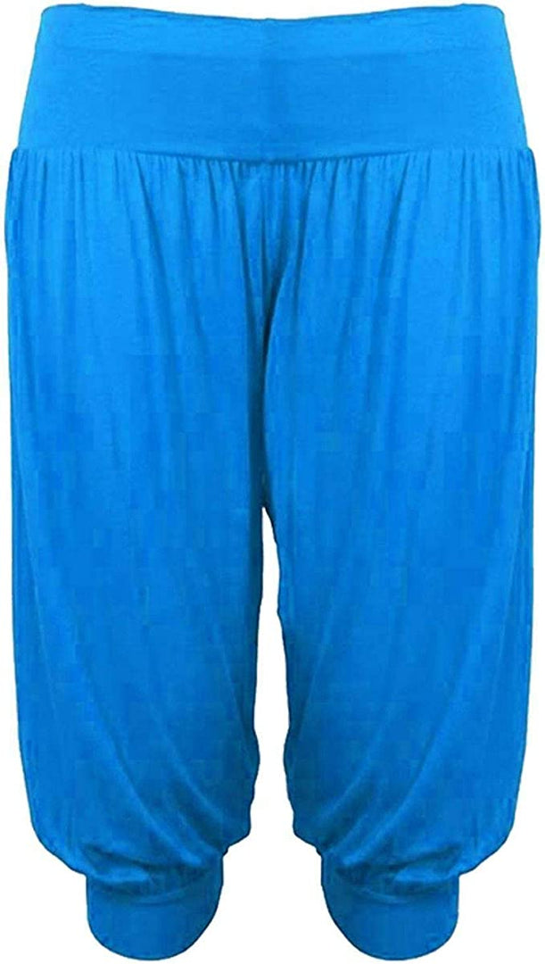 Ladies Plus Size Ali Baba Baggy Stretch Fit Shorts Womens Plain Cropped Harem Trouser Pants 8-26
