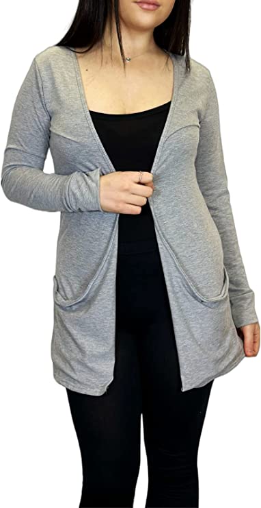 Ladies Long Sleeve Pocket Cardigan Womens Top Sizes 8-14