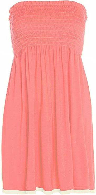 New Womens Ladies Sheering Top Strapless Bandeau Dress Top Jersey Ladies Plus Size Boobtube Top Dress UK 16-22