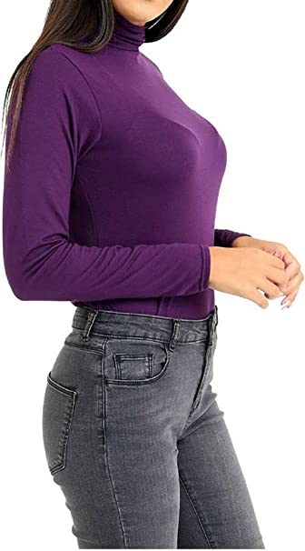 Ladies Polo Roll Neck Long Sleeve Turtle Neck Plain Jumpers for Women Top Womens Ladies New Plain Turtle Polo Roll Neck Long Sleeve Stretch Jumper T-Shirt Tee Top 8-14