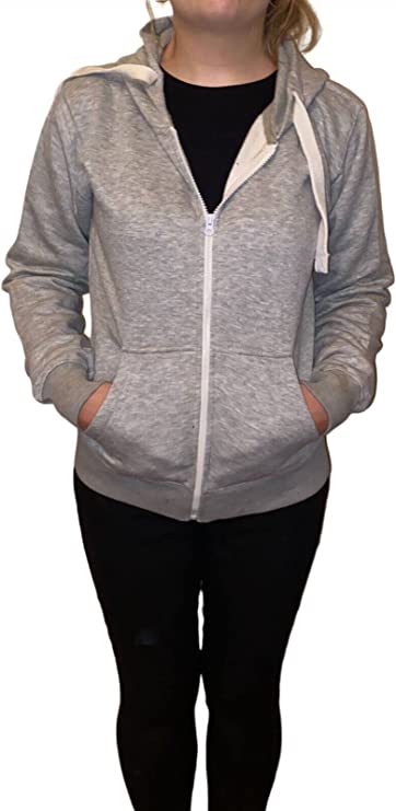 Ladies Plain Colour Hoodie Womens Fleece Hooded Top Zip Zipper Hoodie Sweatshirt Available in 22 Colours Plus Sizes Small-XL