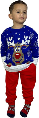 Load image into Gallery viewer, Children&#39;s Kids Girls Boys Rudolph On The Wall Christmas Jumper
