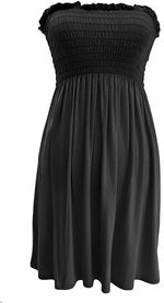 Load image into Gallery viewer, New Womens Ladies Sheering Top Strapless Bandeau Dress Top Jersey Ladies Plus Size Boobtube Top Dress UK 16-22
