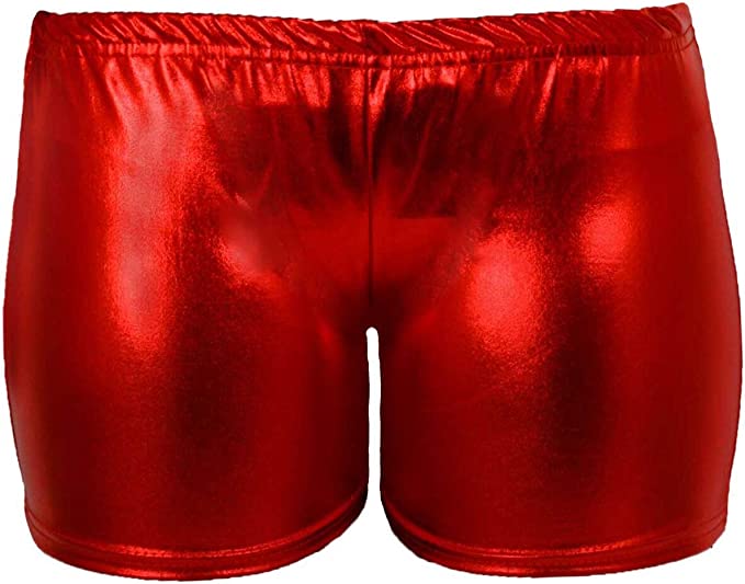 Womens Metallic Wet Look Hot Pants Womens Red Blue Shiny Halloween Summer Fancy Party Disco Wet Look Shorts